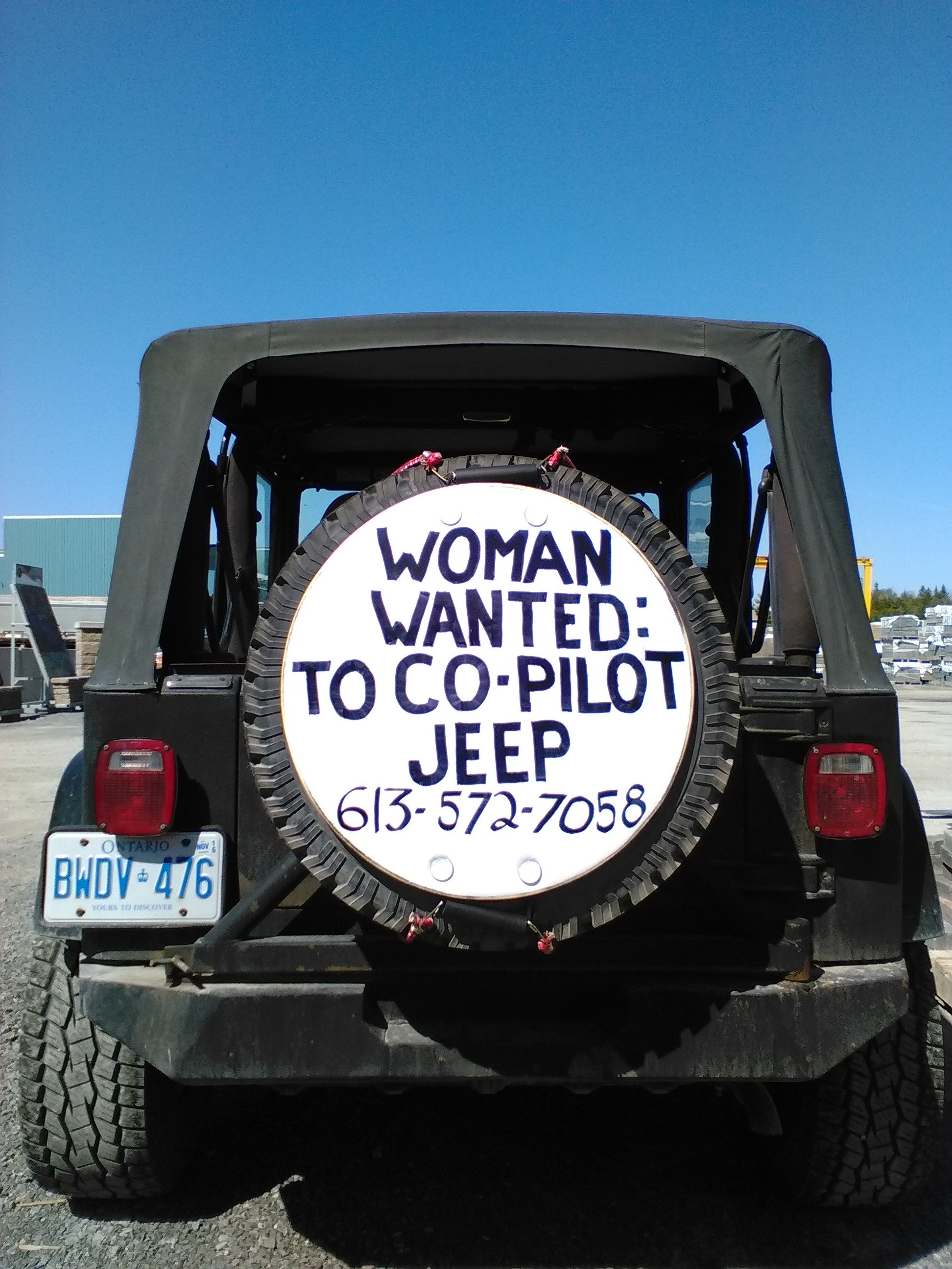 Woman Wanted to Co-Pilot Jeep Custom Tire Cover Goes Viral